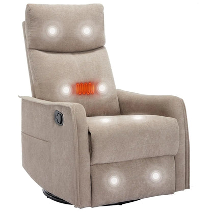 360 Swivel Rocking Recliner Chair for Adults, Nursery Rocking Chair with Heat and Massage, Glider Reclining Chair, Customized