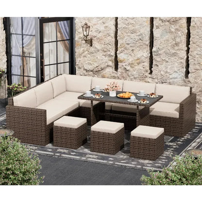 Furniture Set, Outdoor Furniture Patio Sectional Sofa, All Weather PE Rattan Outdoor set with Cushions and Table