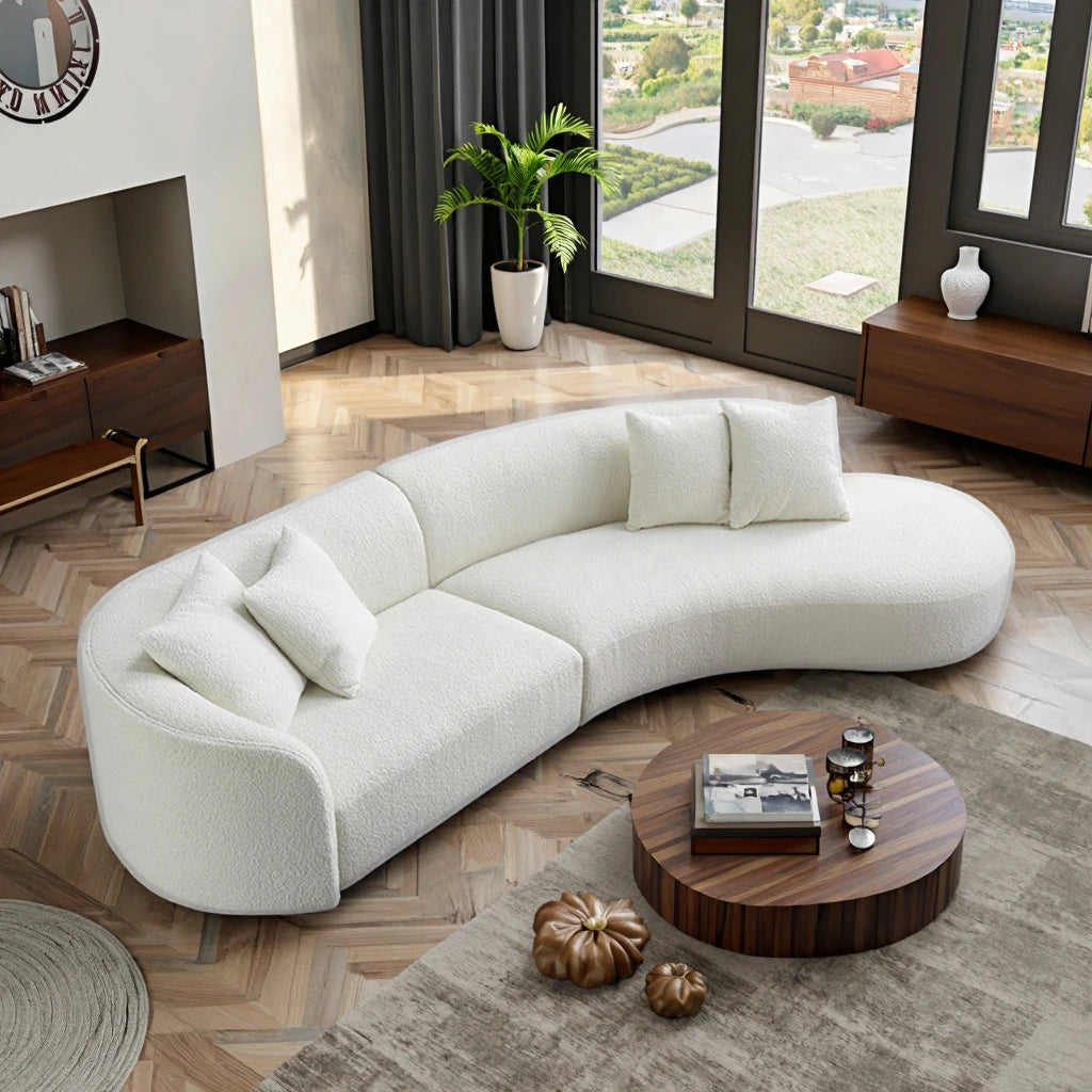 Modern Design Sectional Sofa Set Living Room Hotel Furniture with Curved Modular Velvet Fabric Couch