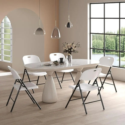 6-Pack Heavy-Duty Plastic Folding Chairs with Reinforced Steel for Indoor/Outdoor Use - White