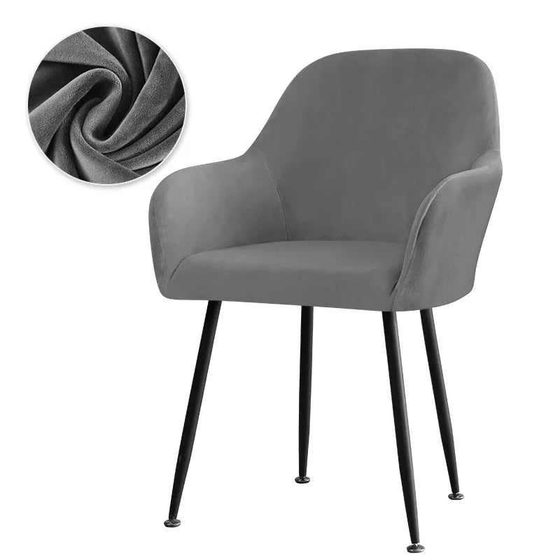 Thick Velvet Chair Covers Plush Fleece High Arm Chair Cover Elastic Slipcover All-inclusive Solid Chair Cover