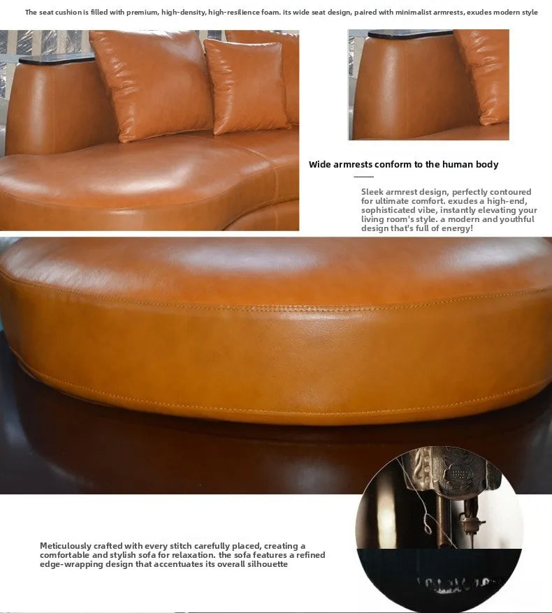 First layer cowhide sofa, creative curved leather sofa combination