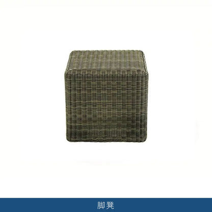 Nordic courtyard rattan furniture outdoor waterproof sunscreen sofa coffee table pedal double recliner resort bed and breakfast