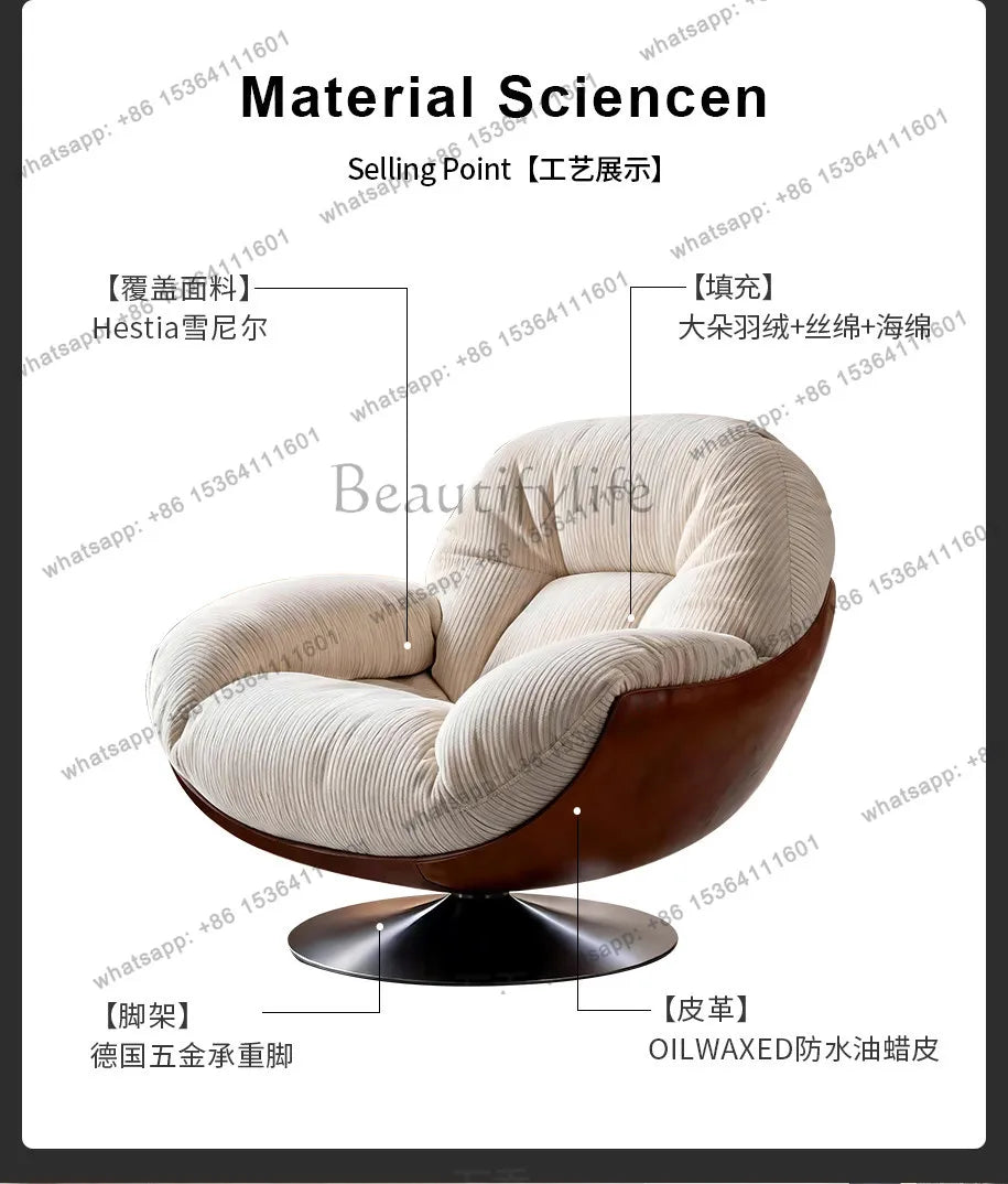 yj9 Medieval sofa chair living room balcony household light luxury high-end nest chair fabric single rotation
