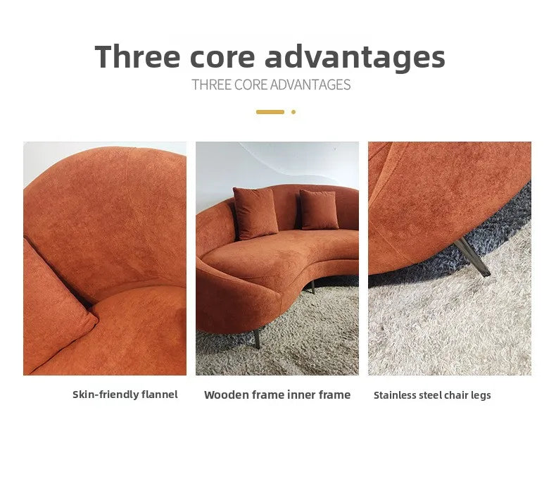 Cashew curved fabric sofa, living room lazy leisure Internet celebrity simple soft sofa