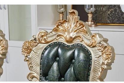 European marble dining table, American luxury, square table full wood carving flower 1.6 meters champagne gold dining t