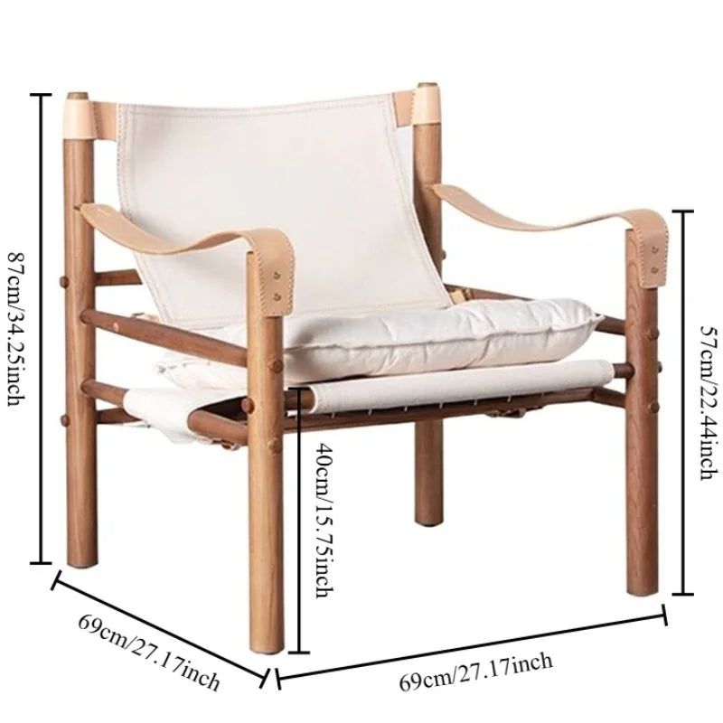 Nordic Living Room Chairs Solid Wood Armchair with Backrest Portable Relaxing Lounge Chair Luxury Sofa Chair Home Furniture