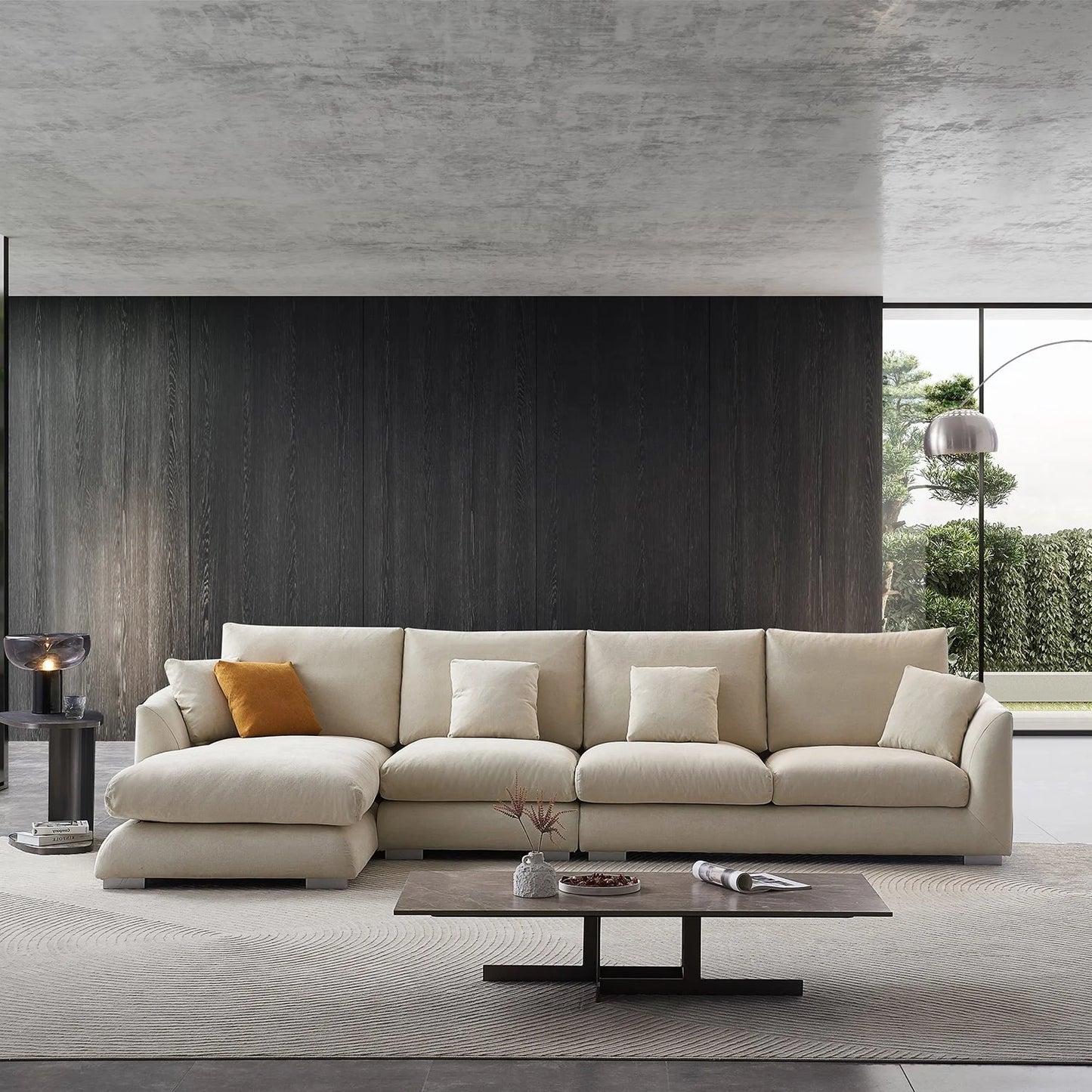 Home Furniture Modern Leisure Soft Feather Sofa L Shape Fabric Modular Living Room Sofa Set Furniture