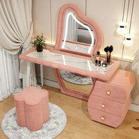 User-friendly Nordic Led Mirror Dressing Table Brown Drawer Bedroom Light Dressing Table Beautiful Storage Furniture Comfy