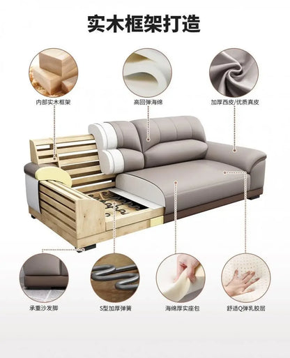 Leather latex office sofa, piano key combination sofa