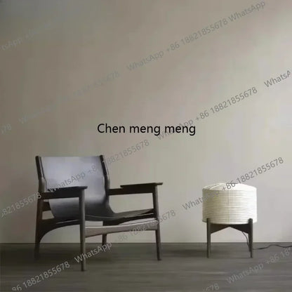 A178  High-end Leather Chair, Danish Leisure Single Back Chair, Solid Wood Saddle Leather Armchair, Home Balcony Leisure Chair