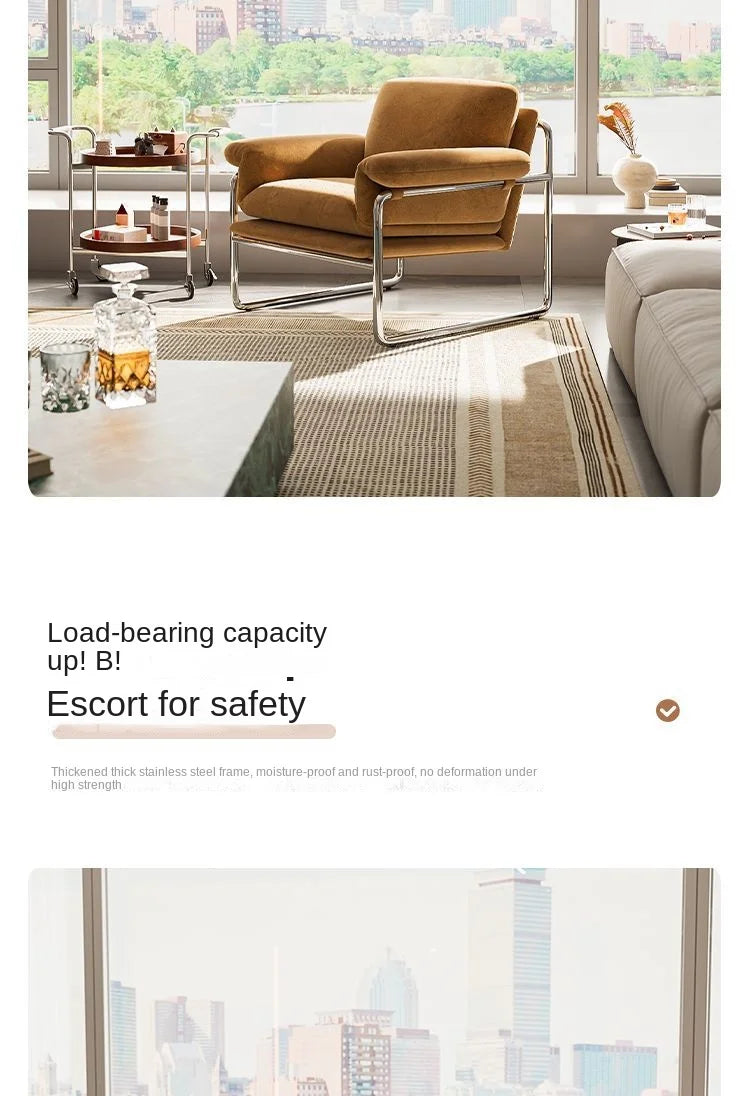 Bauhaus Antique Style Stainless Steel Designer Sofa Chair Living Room Home Balcony Leisure Recliner Negotiation Chair