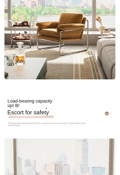 Bauhaus Antique Style Stainless Steel Designer Sofa Chair Living Room Home Balcony Leisure Recliner Negotiation Chair