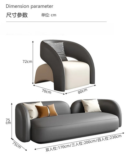 Italian light luxury leather sofa combination modern simple living room reception negotiation table and chair combination