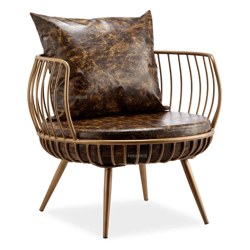 Living Room Furniture Bedroom Light Luxury Minimalist Single Sofa Chair Lounge Chair Nordic Wrought Iron Living Room Chairs