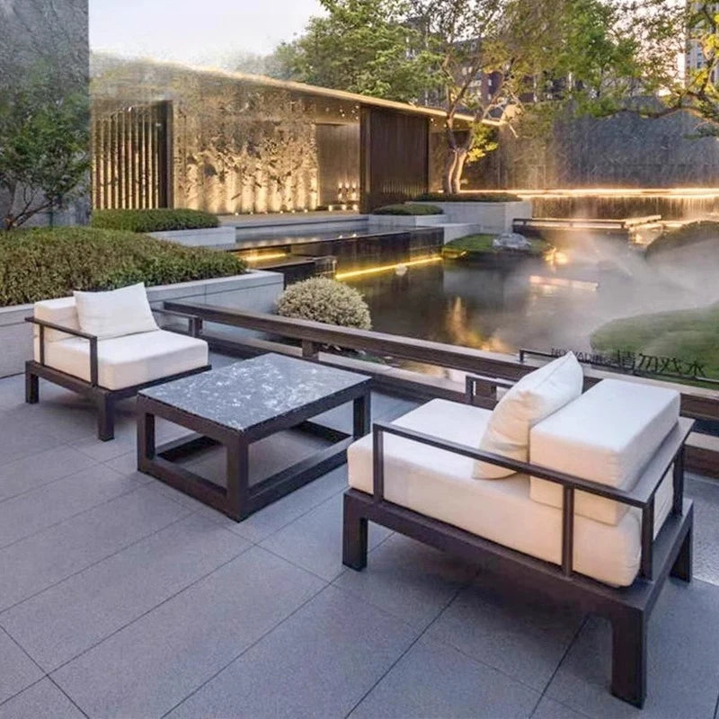Outdoor villa metal sofa combination courtyard garden new Chinese garden sofa hotel homestay open-air sofa chair