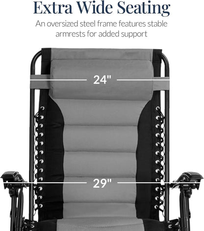 Best Choice Products Oversized Padded Zero Gravity Chair, Folding Outdoor Patio Recliner, XL Anti Gravity Lounger for Backyard