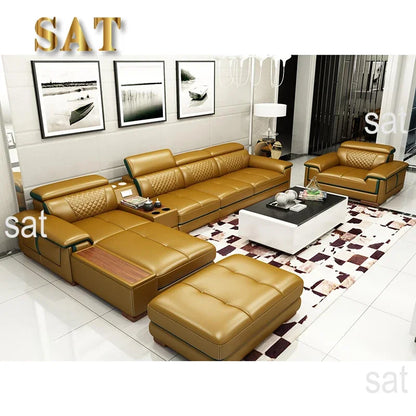 Hot Modern Design Modular L Shape Couch Living Room Sofa Set Furniture Luxury Home Lounge Modular Large Corner Leather Sofa