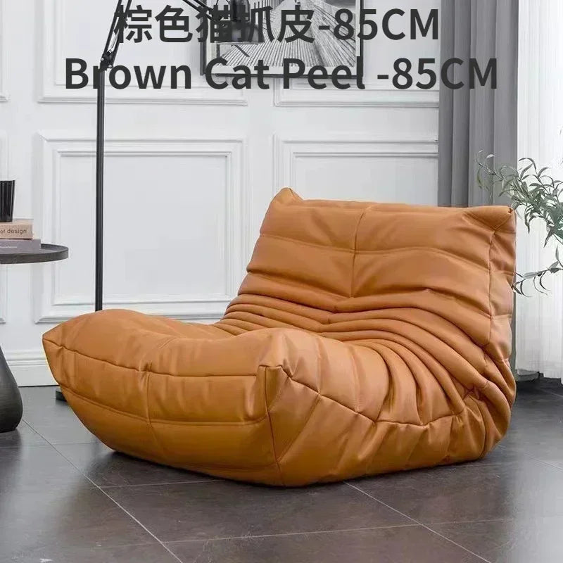 Single sofa living room bedroom lazy fabric leather leisure chair small apartment cream wind