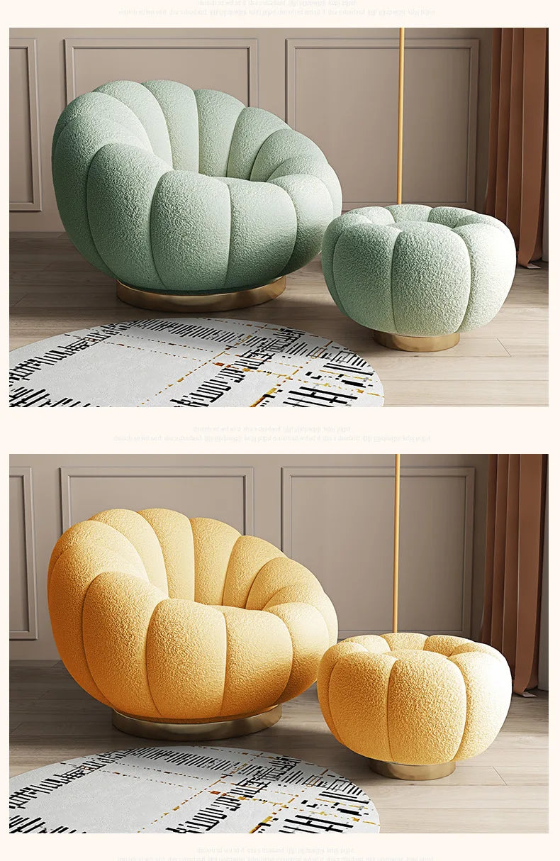 Pumpkin Lazy Sofa Sleeping Lying Apartment Living Room Balcony Leisure Rotating Lamb Fleece
