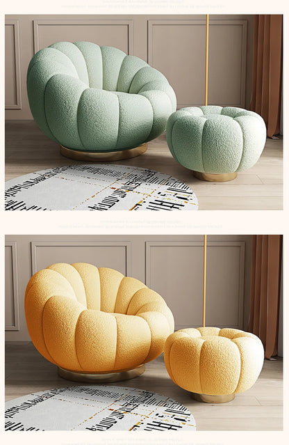 Pumpkin Lazy Sofa Sleeping Lying Apartment Living Room Balcony Leisure Rotating Lamb Fleece