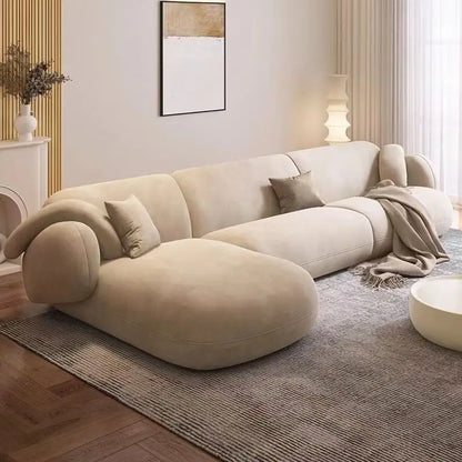 High End Villa Furniture Set Italian Light Luxury Velvet L Shape Corner Sofa Elegant Design Living Room Sofa Set for Wholesale