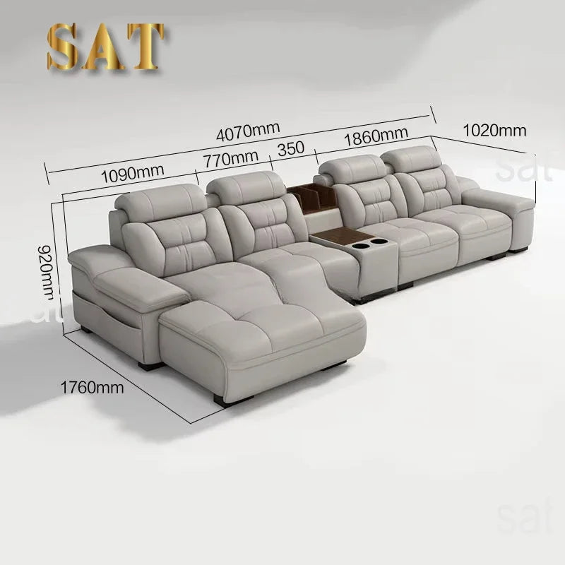 A Simple Modern Living Room Business Led Creative Combination Furniture Leather Sofa