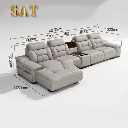 A Simple Modern Living Room Business Led Creative Combination Furniture Leather Sofa