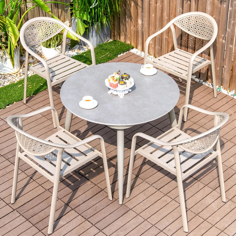 All Aluminum Bistro Chairs Set of 2 Metal Outdoor Chair with Armrests Weatherproof Patio Chair for Garden Backyard Balcony