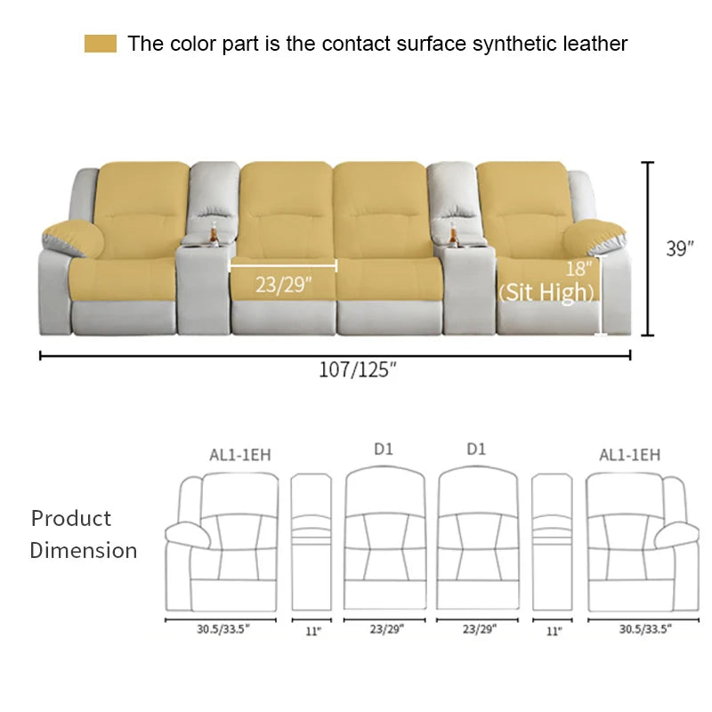 Leather sofa home theater electric sofa combination private audio and video room sofa recliner