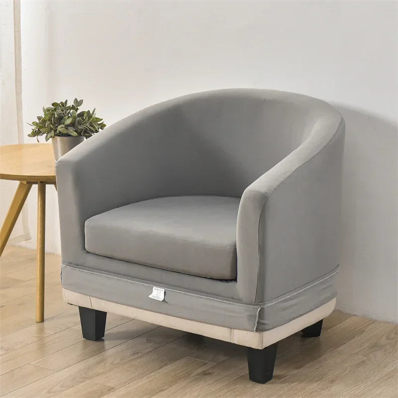 Elastic Club Chair Covers Solid Color Bath Tub Sofa Covers Single Cafe Bar Armchairs Slipcovers with Seat Cushion Cover Home