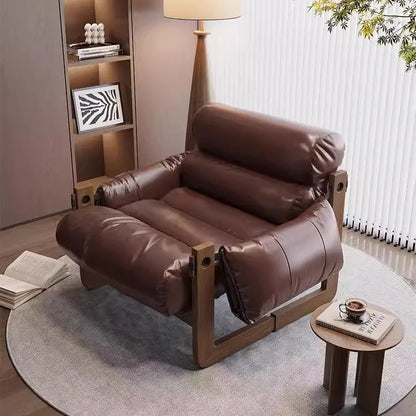 2025 Hot Sale Medieval Style Oil-wax Leather Single Sofa Leisure Chair Household Chair for Living Room