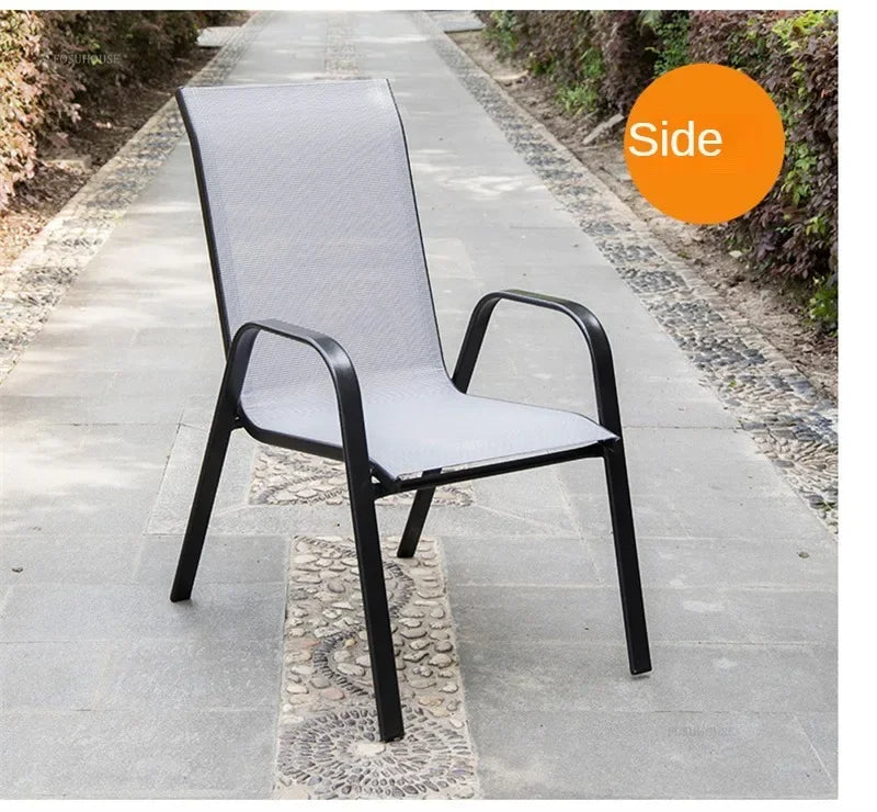 Outdoor Beach Chairs Outdoor Courtyard Balcony Waterproof and Sunscreen Iron Chair Outdoor Furniture Home Leisure Back Armchairs