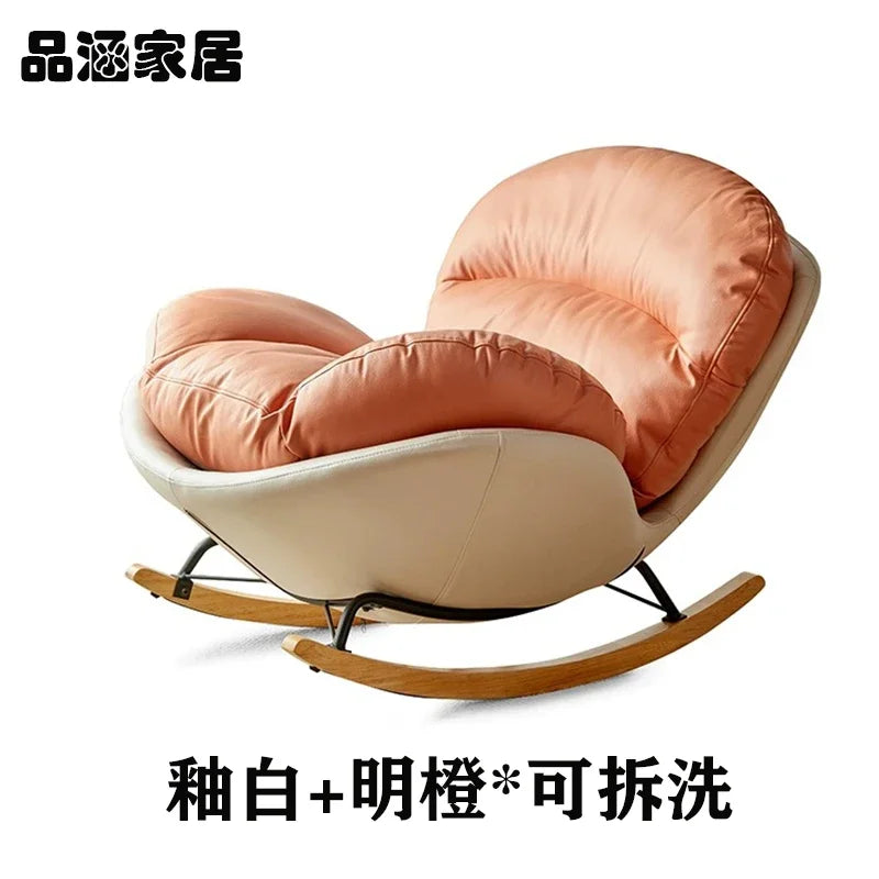 Simple Recliner Wooden Chair Accent Nordic Cheap Bedroom Rocking Living Room Chairs Designer Comfy Fotele Do Salonu Furniture