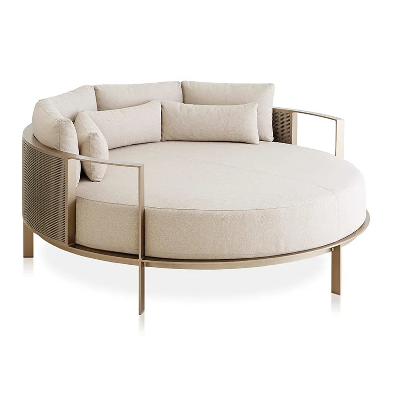 Modern design outdoor aluminum frame garden furniture relaxing beach loungers and hotel fabric round sofa bed