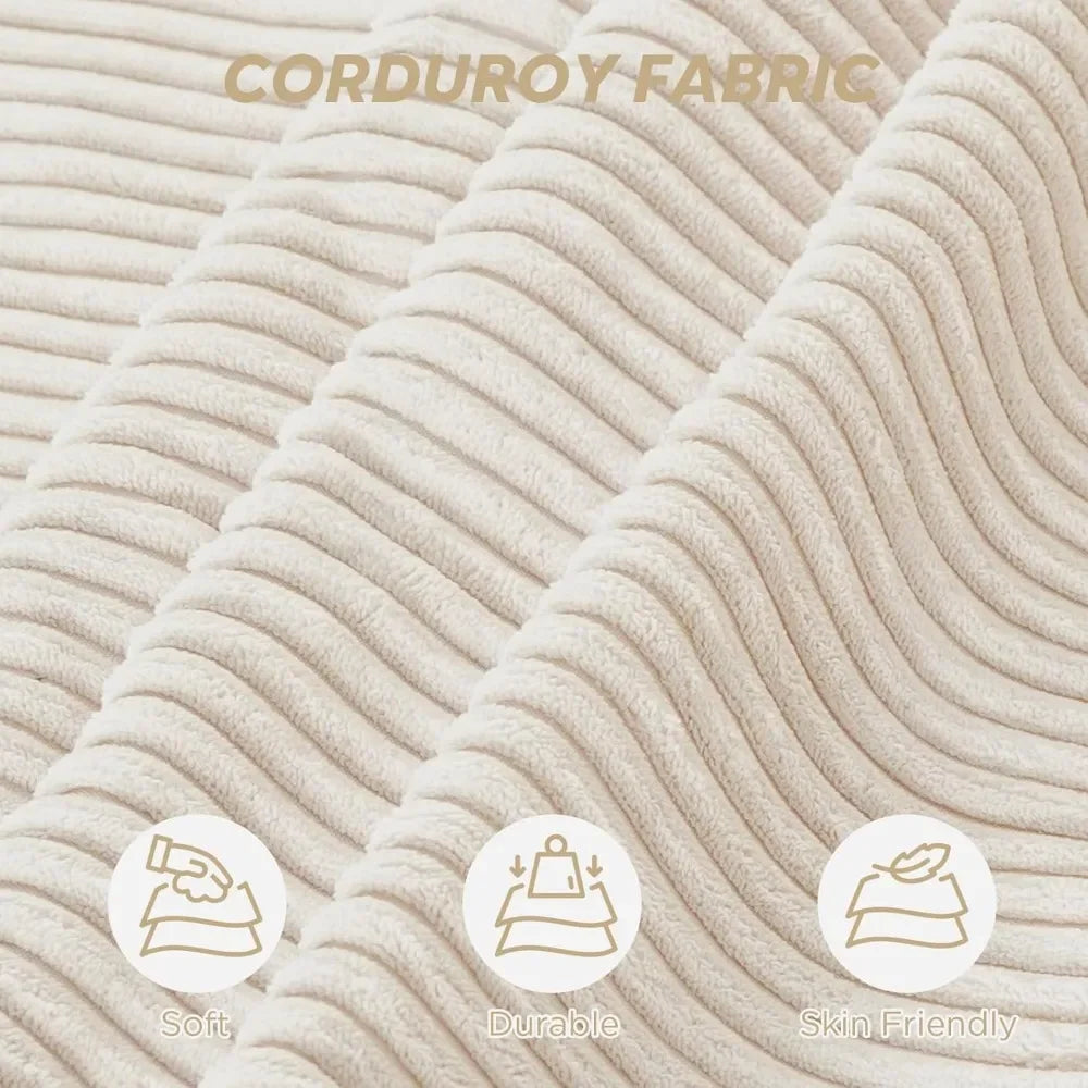 103" L-Shaped Modular Cloud Couch for Living Room, Left Facing Chaise, Deep Seat Memory Foam, No Assembly, Beige Corduroy