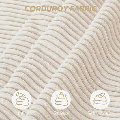 103" L-Shaped Modular Cloud Couch for Living Room, Left Facing Chaise, Deep Seat Memory Foam, No Assembly, Beige Corduroy