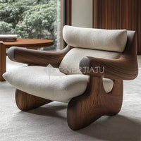 Designer Art Aesthetics Solid Wood Sofa Chair Medieval Homestay Club Sales Department Light Luxury Leisure Chair