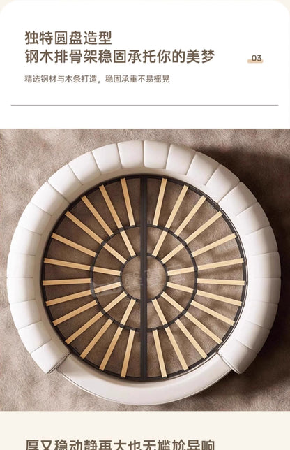 Fabric Round Bed Cream Wind Simple Double Wedding Light Luxury Adult Comfortable Bed Unusual High Quality Muebles Furniture