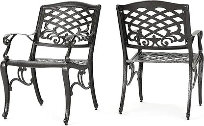 Sarasota Collection Cast Aluminum Outdoor Chairs, Two-Piece Set, Hammered Bronze Finish