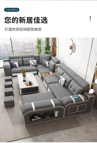 custom. [1856 People Collected] Simple Modern Large and Small Apartment Removable Fabric Sofa Set U-shaped Sofa Living Room Wash