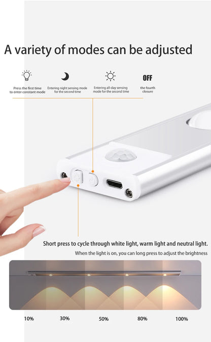 Motion Sensor Light LED Sensor Lamp Wireless Ultra Thin USB LED For Kitchen Cabinet Bedroom Wardrobe Indoor Lighting Night Light