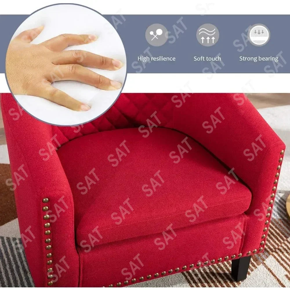 SAT2 for  Room Chair with Solid Wood Legs and Nailhead, Classic Upholstered Accent Armchair, Soft Linen Fabric Living Room Chair