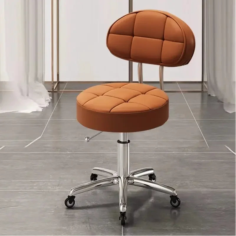 Luxury Hospital Leather Hairdressing Chair Sliding Massage Salon Special Hair Chair Beauty with Backrest Pulley Nail Stool