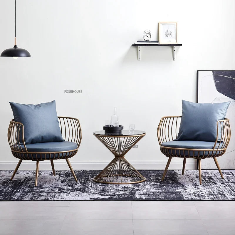 Living Room Furniture Bedroom Light Luxury Minimalist Single Sofa Chair Lounge Chair Nordic Wrought Iron Living Room Chairs