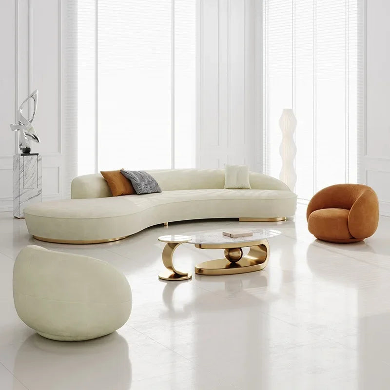 Modern Comfortable Velvet Fabric Couches for Home Luxury Commercial Sofas Set Furniture Couch Living Room Curved 3 Seater Sofa