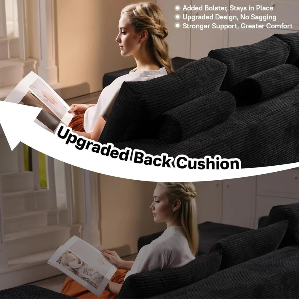 l-shaped cloudy sectional sofa for living room: pre-assembled, modular design with plush comfort and deep seating