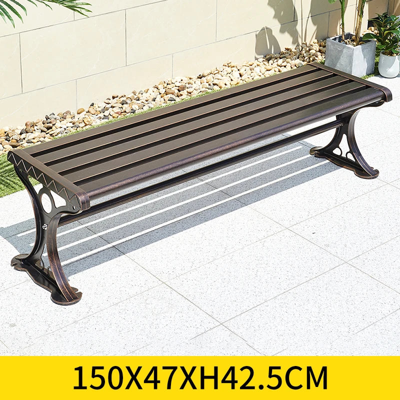 Factory Wholesale Street Park Bench Customized Metal Garden Bus Stops Bench Cast Aluminum Patio Garden Outdoor Bench