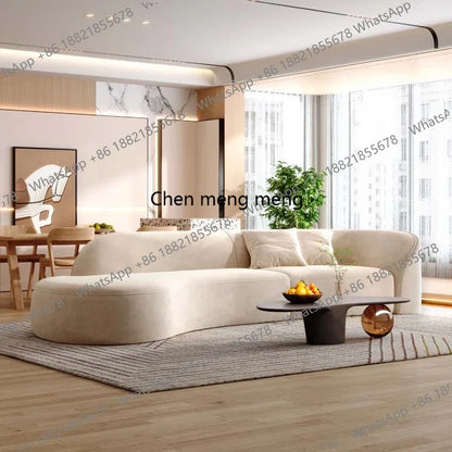New arrive Cream Floor Living Room Sofas Curved Lounge Ergonomics Women Living Room Sofas White Minimalist Muebles Postmodern Fu