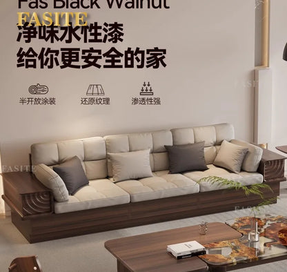 Solid wood sofa black walnut living room new new Chinese-style small apartment storage box body dual-purpose
